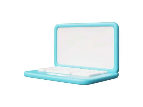 Laptop with white blank screen 3D vector icon, realistic computer device with Illustrazione stock