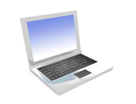 Laptop. White laptop. Electronics. Screen. 3d render of light notebook Stockillustratie