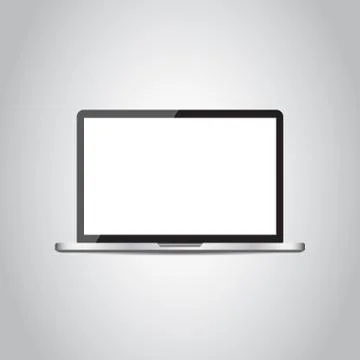 Laptop with white screen flat icon. Computer vector illustration on grey back 스톡 일러스트