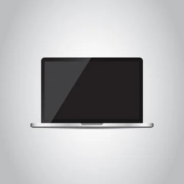 Laptop with white screen flat icon. Computer vector illustration on grey back Illustrazione stock