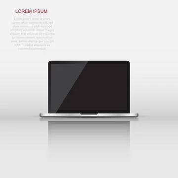 Laptop with white screen flat icon. Computer vector illustration on white b.. 스톡 일러스트