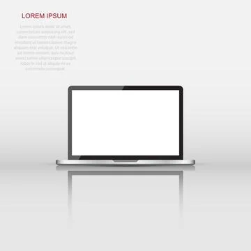 Laptop with white screen flat icon. Computer vector illustration on white b.. Stock Illustration