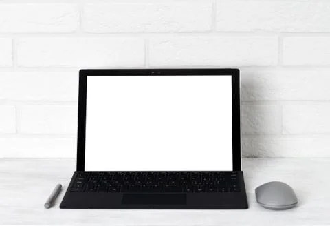 Laptop with white screen Stock Photos