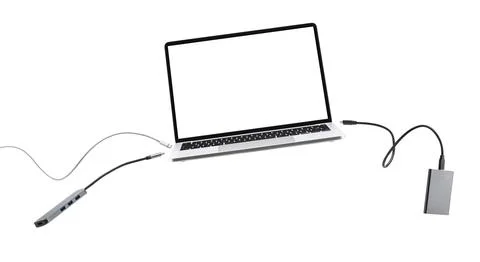 Laptop with white screen Stock Photos