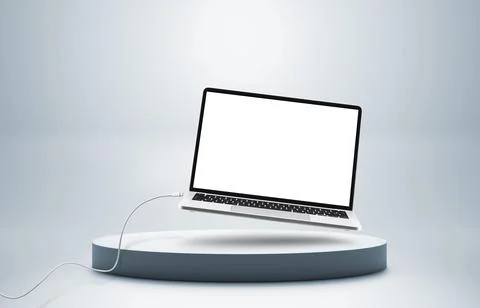 Laptop with white screen Stock Photos
