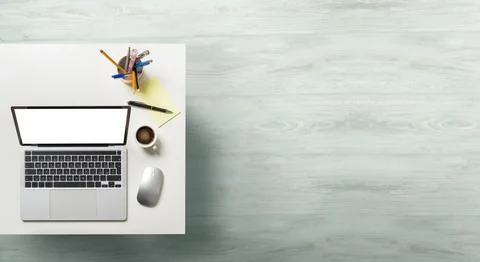 Laptop with white screen Stock Photos