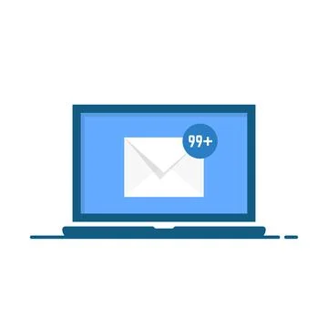 Laptop with white unread message Stock Illustration