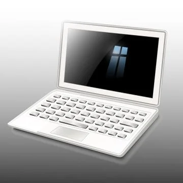 Laptop white, Vector Stock Illustration
