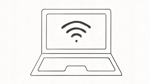 Laptop WiFi Connection and Wireless Internet Signal Animation Stock Footage 342018152