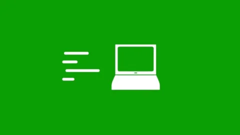 Laptop wireless connection data transfer digital animation on a vibrant gre.. Video stock 346497466