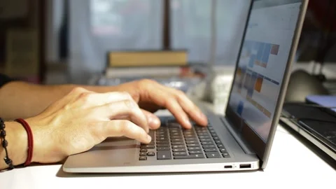Laptop work. caucasian man work on laptop on his office. 스톡 동영상 241317907