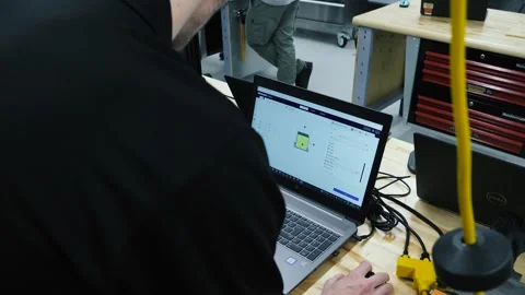 Laptop Work Factory Stock Footage 273498159