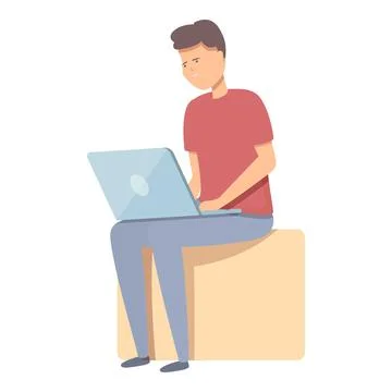 Laptop work icon cartoon vector. Cost product Stock Illustration