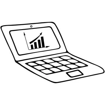A laptop for work or study. Portable personal computer. Stock Illustration