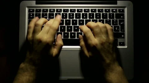 Laptop Working Late at Night Stock Footage 42514141