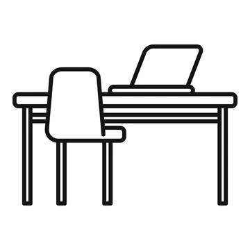 Laptop workplace icon outline vector. Office sit Stock Illustration