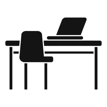 Laptop workplace icon simple vector. Office sit Stock Illustration