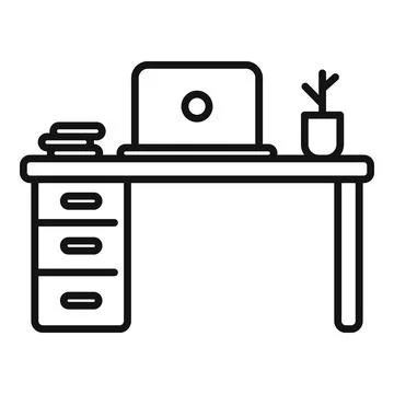 Laptop workspace icon outline vector. Office work Stock Illustration
