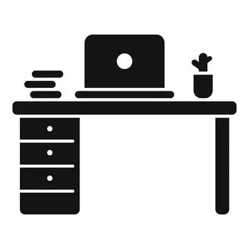 Laptop workspace icon simple vector. Office work Stock Illustration
