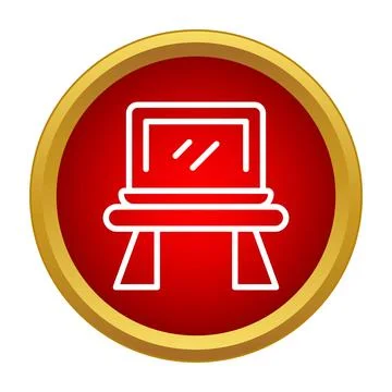 Laptop workstation icon on red button 스톡 일러스트