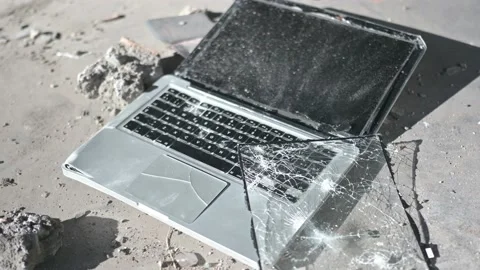 Laptop wrecked in the war zone. Stock Footage 166805542