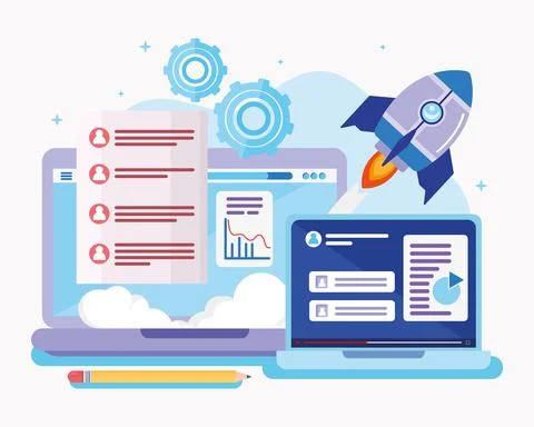 Laptops and technology icons イラスト素材