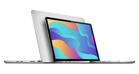 Laptops back to back isolated Stock Illustration