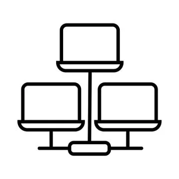 Laptops computers line style icons Stock Illustration