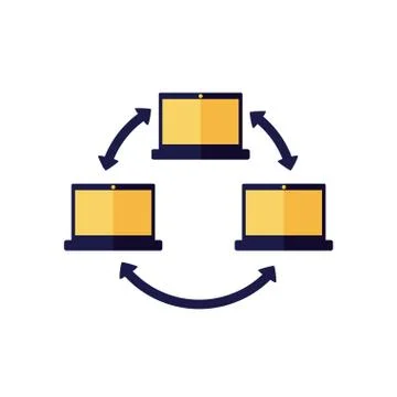 Laptops computers network flat style Stock Illustration