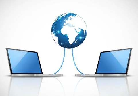 Laptops connected to the internet Stock Illustration