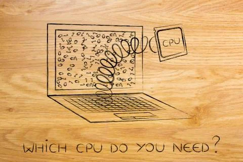 Laptop's cpu module out on a spring Stock Illustration