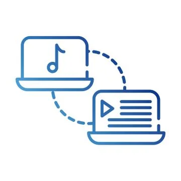 Laptops devices,with media player tech gradient style icon Illustrazione stock