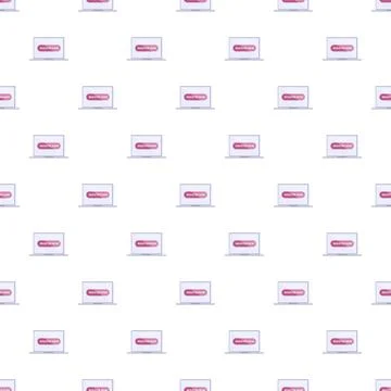 Laptops displaying register now button seamless pattern Stock Illustration