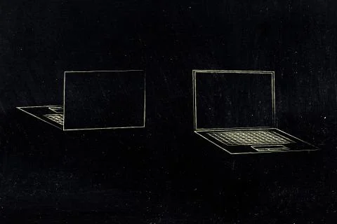 Laptops front and back view with empty screen 스톡 일러스트