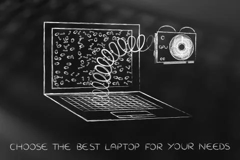 Laptop's GPU module out on a spring Illustrazione stock