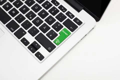 Laptop's keyboard with different color key and copyspace Stock Photos