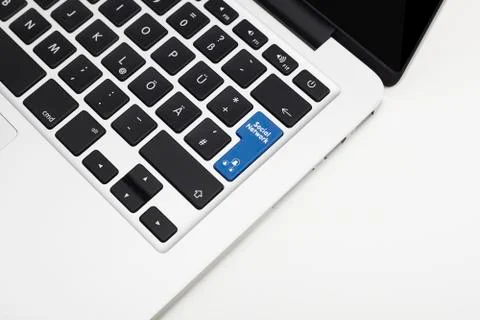 Laptop's keyboard with different color key and copyspace Stock Photos