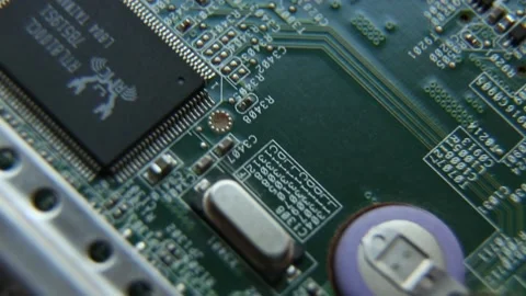 The laptop's motherboard is rotating. Computer processor Stock Footage 168359717