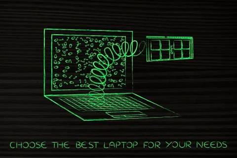 Laptop's RAM module out on a spring Illustrazione stock