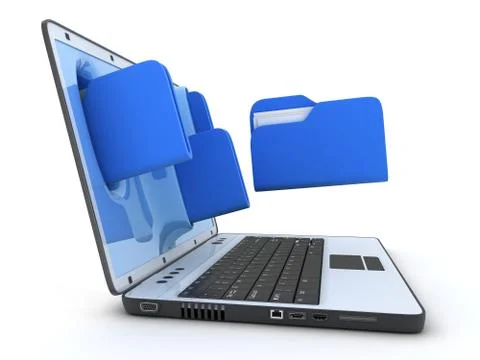 Laptops to transfer the file (done in 3d) Stock Illustration