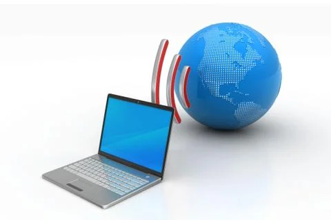 Laptops wireless connection with   earth Free Stock Illustration