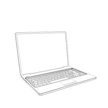 Laptop.Vector outline illustration. 스톡 일러스트
