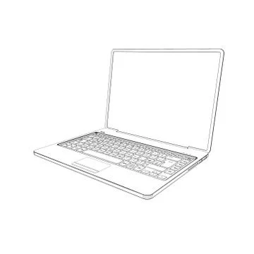 Laptop.Vector outline illustration. Иллюстрация