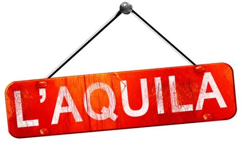 L'aquila, 3D rendering, a red hanging sign Stock Illustration
