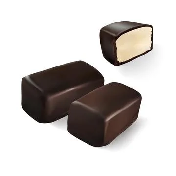 Lar shaped chocolate candy bar whole and half Stock Illustration