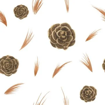 Larch cone seamles pattern Stock Illustration
