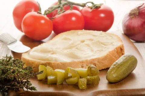 Lard on a slice of bread Stock Photos
