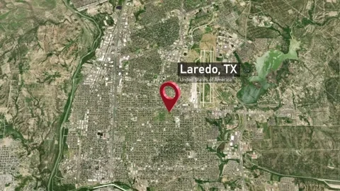 Laredo City Map Zoom (TX, USA) from Space to Earth Stock Footage 295814370