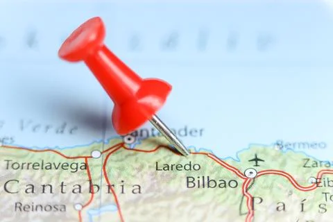 Laredo, Spain pin on map Stock Photos