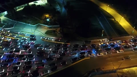 Laredo Texas Mexican Border at Night with an Amazing Landscape from Above Vídeo Stock 344876803